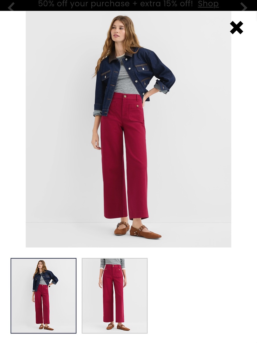 Loft Petite Palmer Wide-Leg High-Rise Crop Pant in Twill